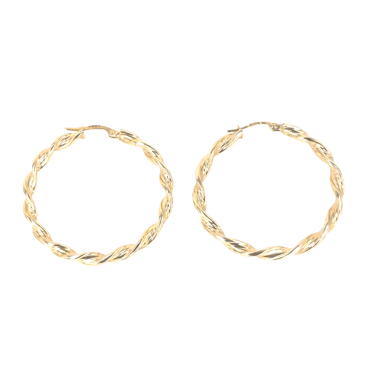 Yellow Gold Twisted Hoop Earrings - 3G - Hyman’s Jewellers